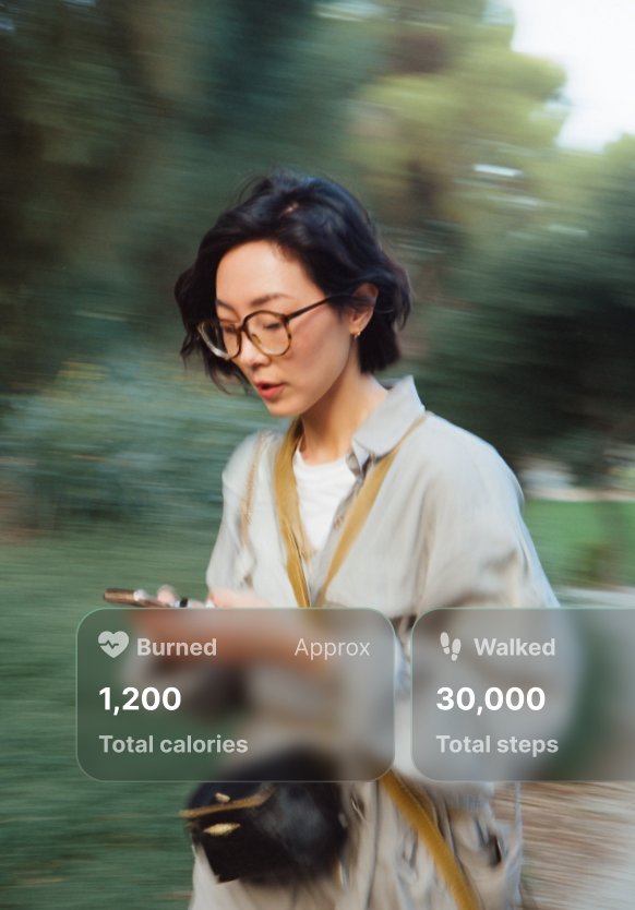 Wellness platform concept showing movement tracking and health metrics for a connected ecosystem experience