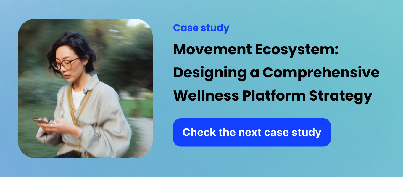 Wellness platform concept showing movement tracking and health metrics for a connected ecosystem experience