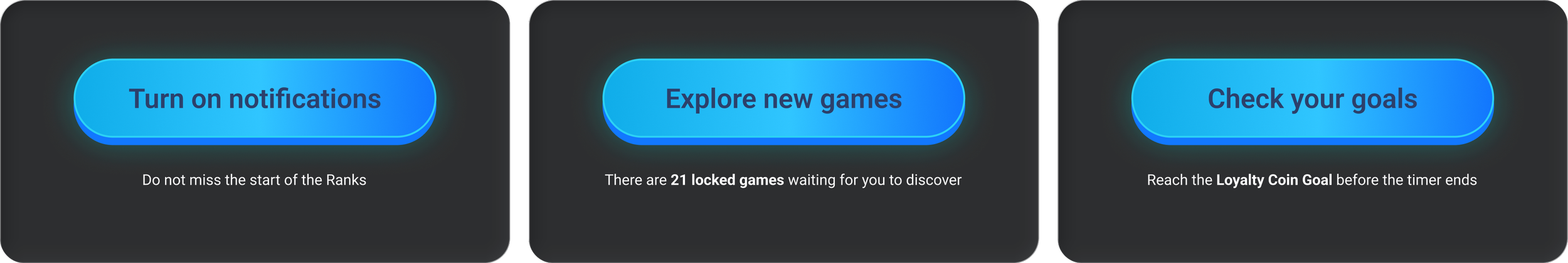 Secondary CTA test screen measuring notification, exploration, and goal-checking behavior