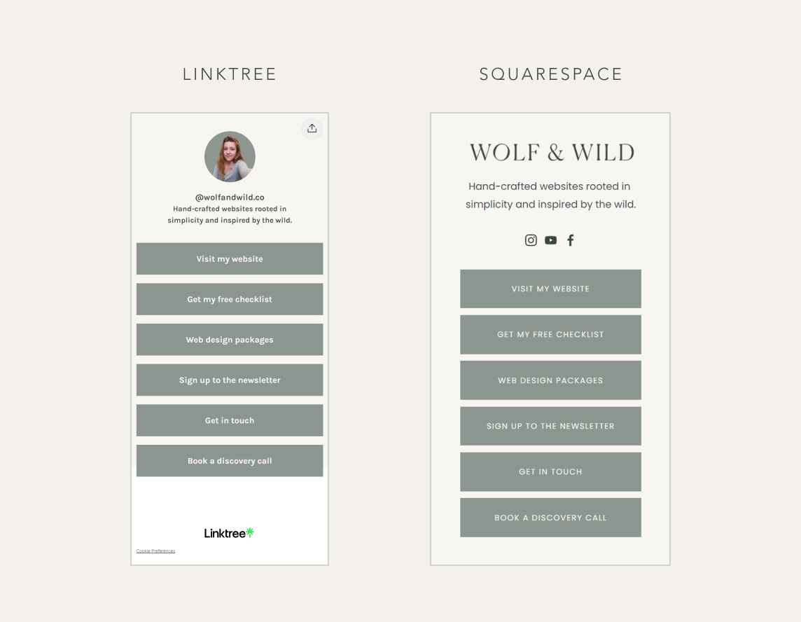 Why You Shouldn't Use Linktree & How to Create Your Own in Squarespace —  Big Cat Creative - Squarespace Templates & Resources