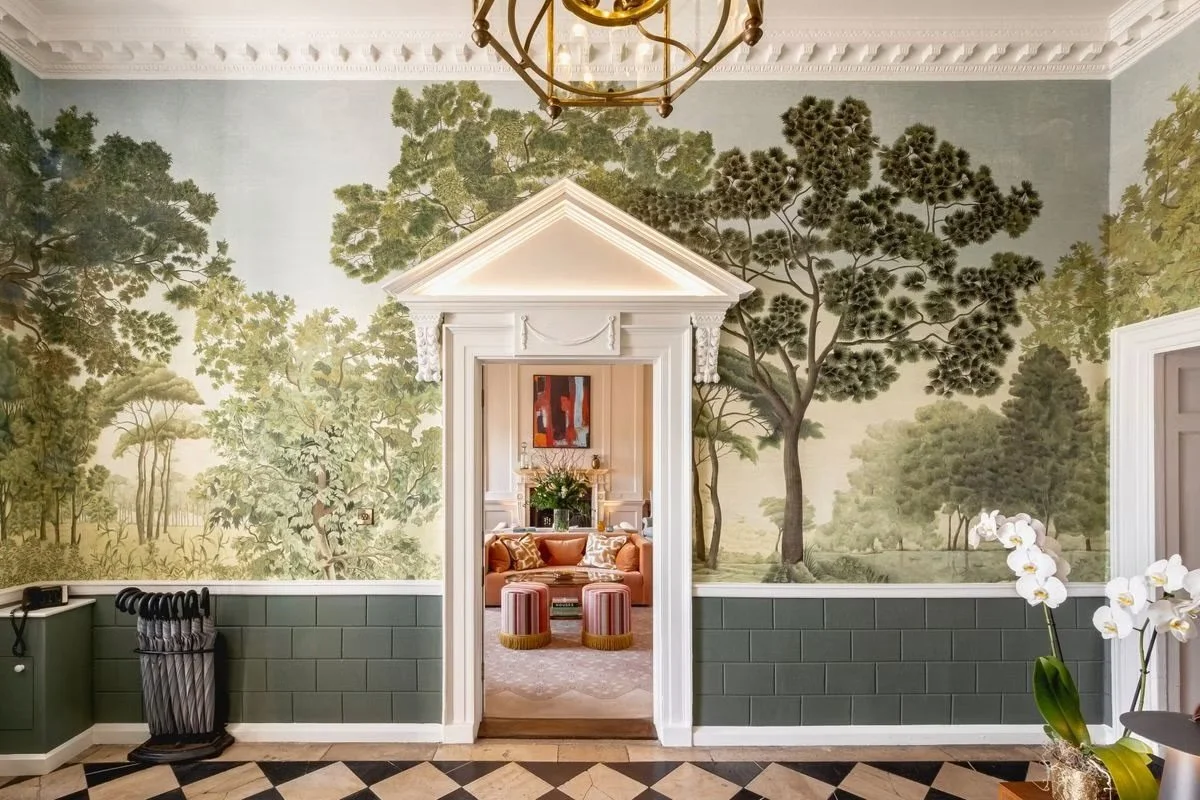 Cliveden House interior scene with fireplace and antique furniture