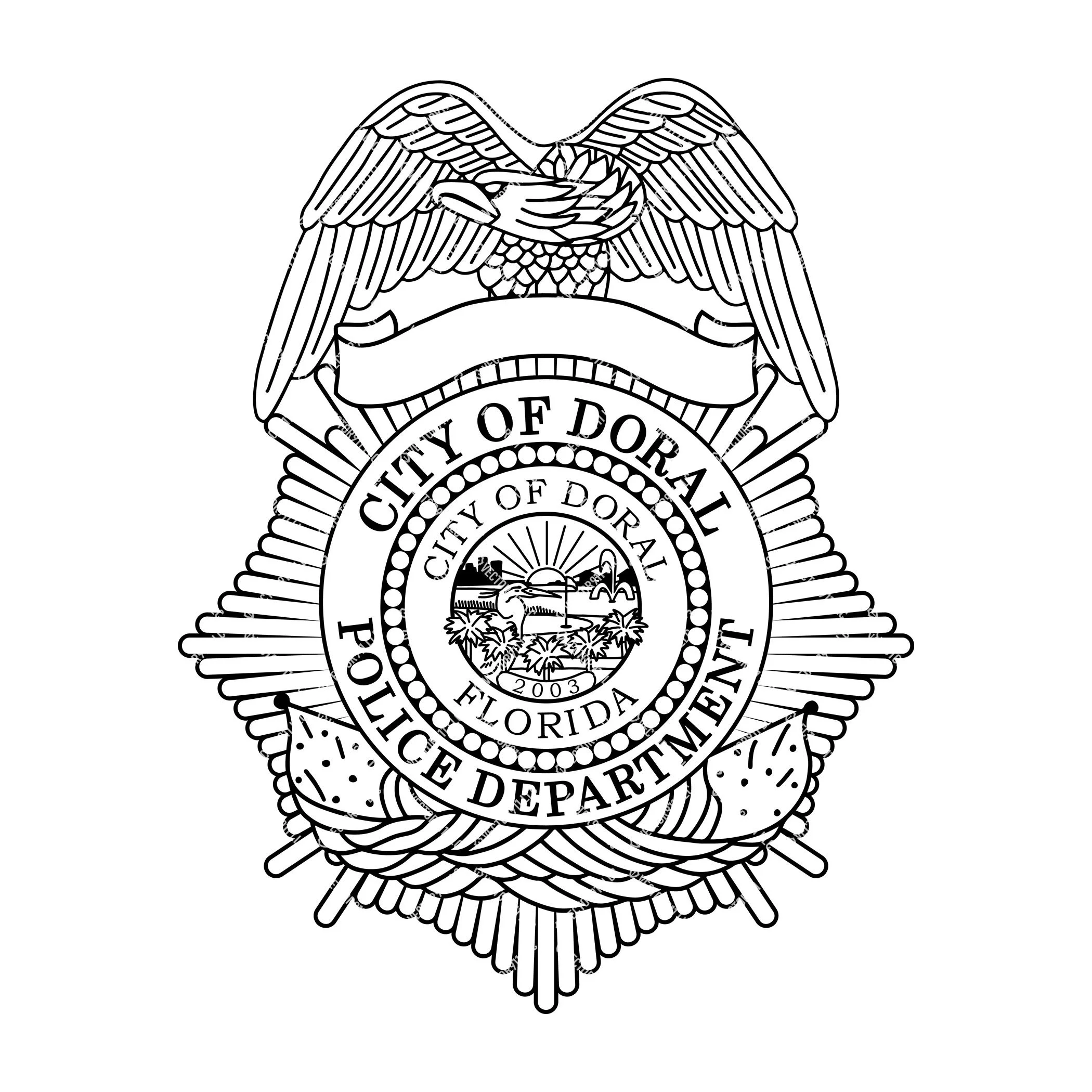 Doral FL Police Department Vector Badge Designs for Woodworking
