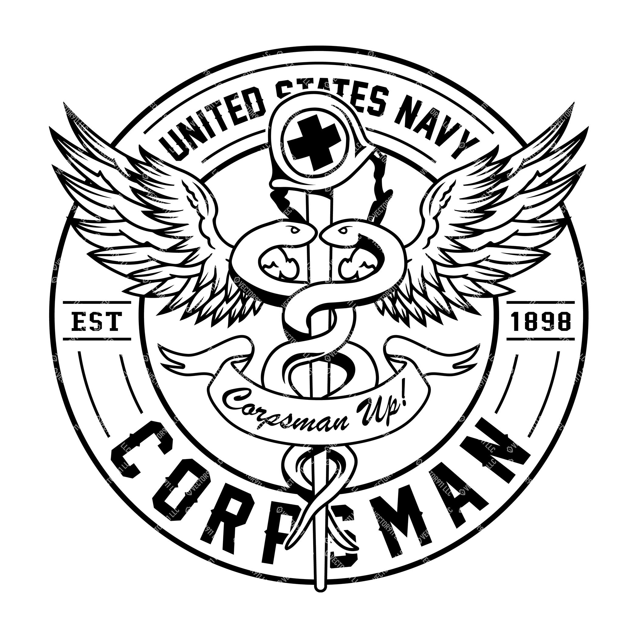 Navy Corpsman Emblem Vector | High-Quality Design for Woodworking ...