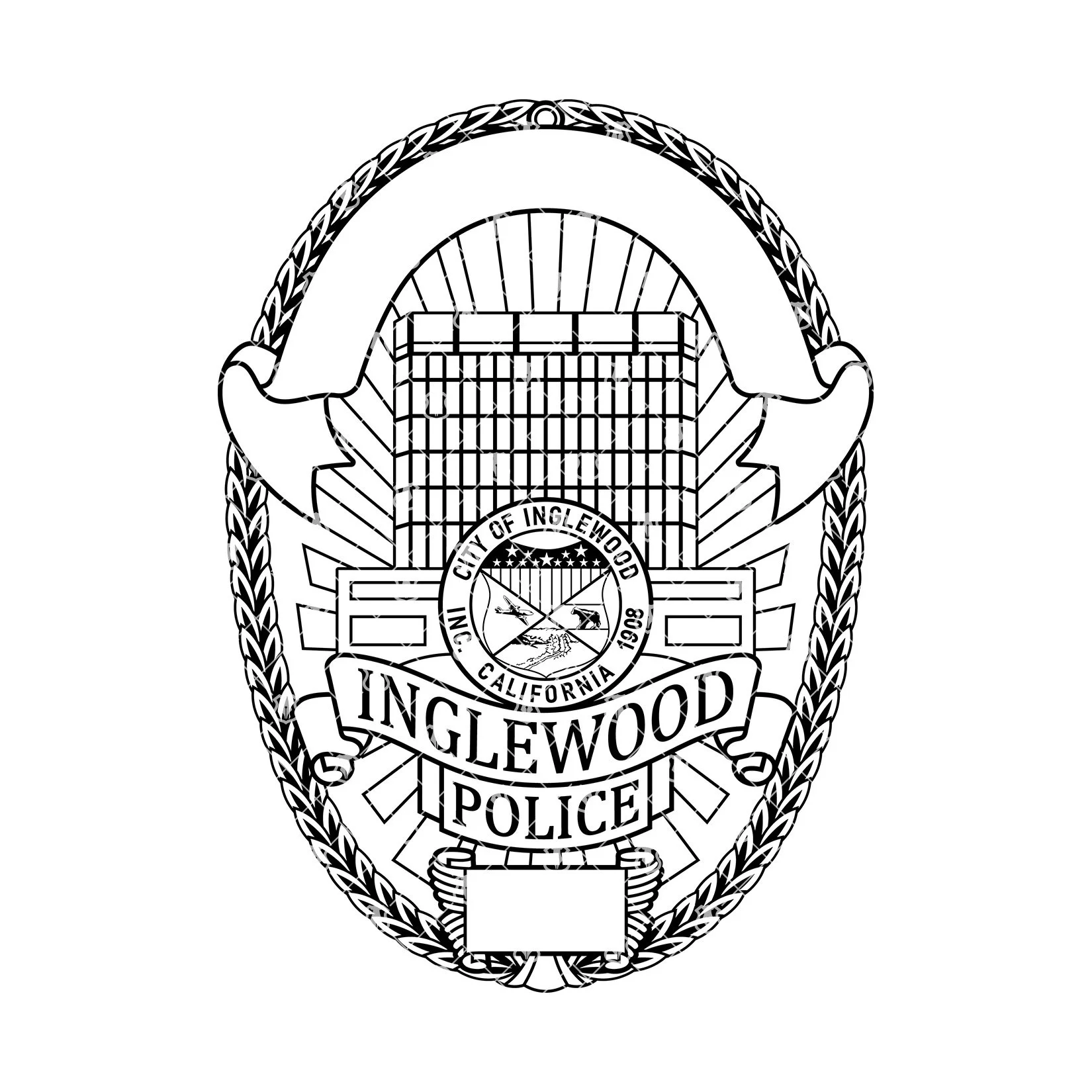 Inglewood Police Badge Vector California Law Enforcement SVG Clipart