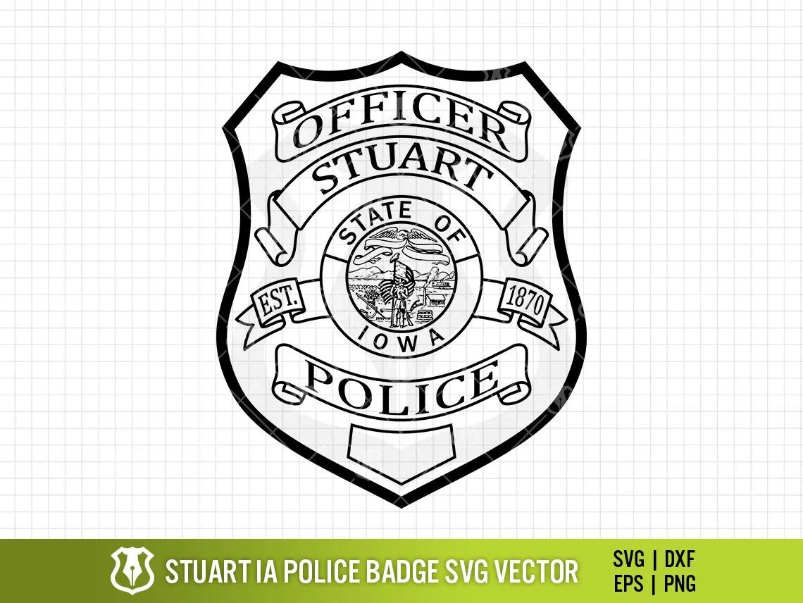Stuart Iowa Police Department Badge Vector Clipart HighQuality SVG