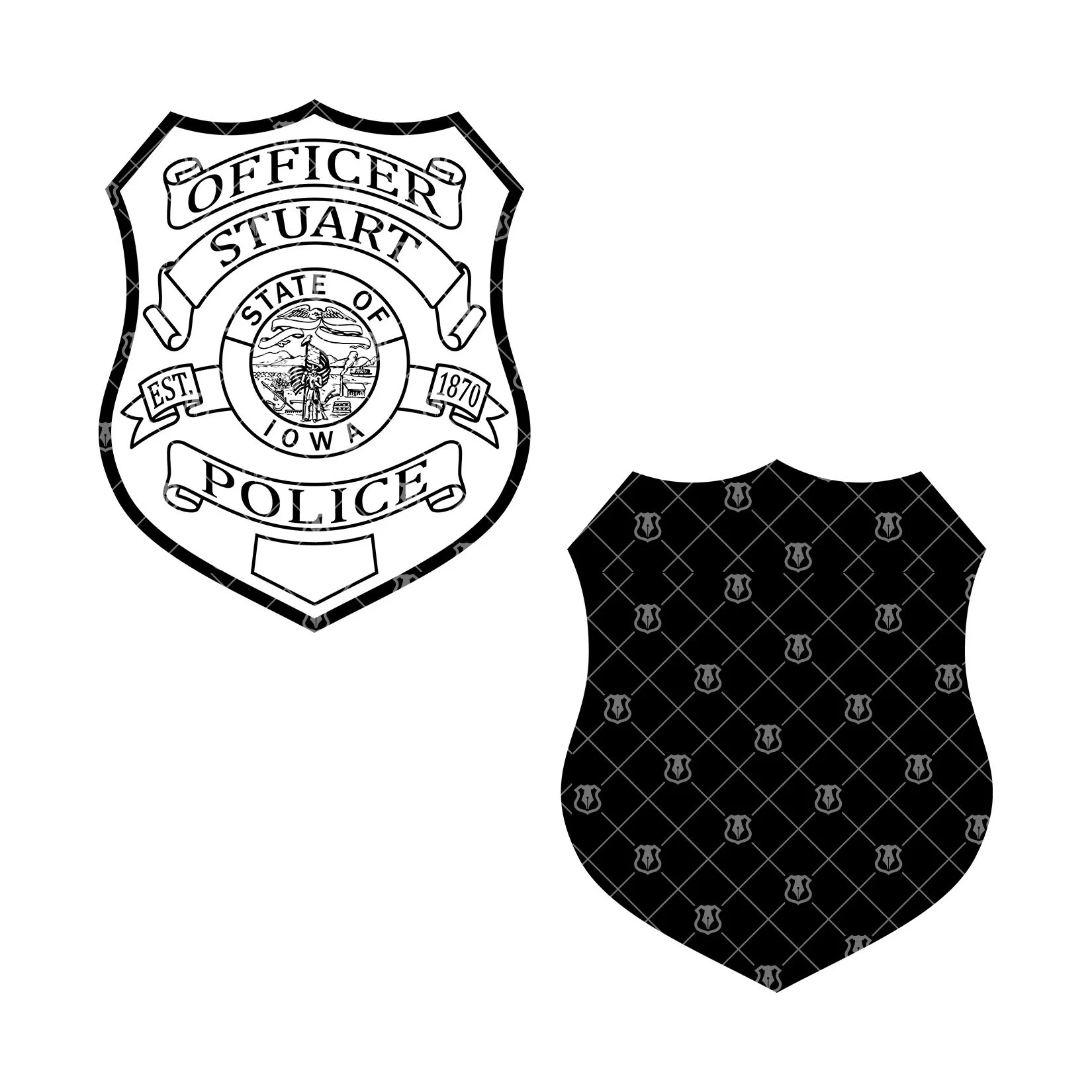 Stuart Iowa Police Department Badge Vector Clipart HighQuality SVG