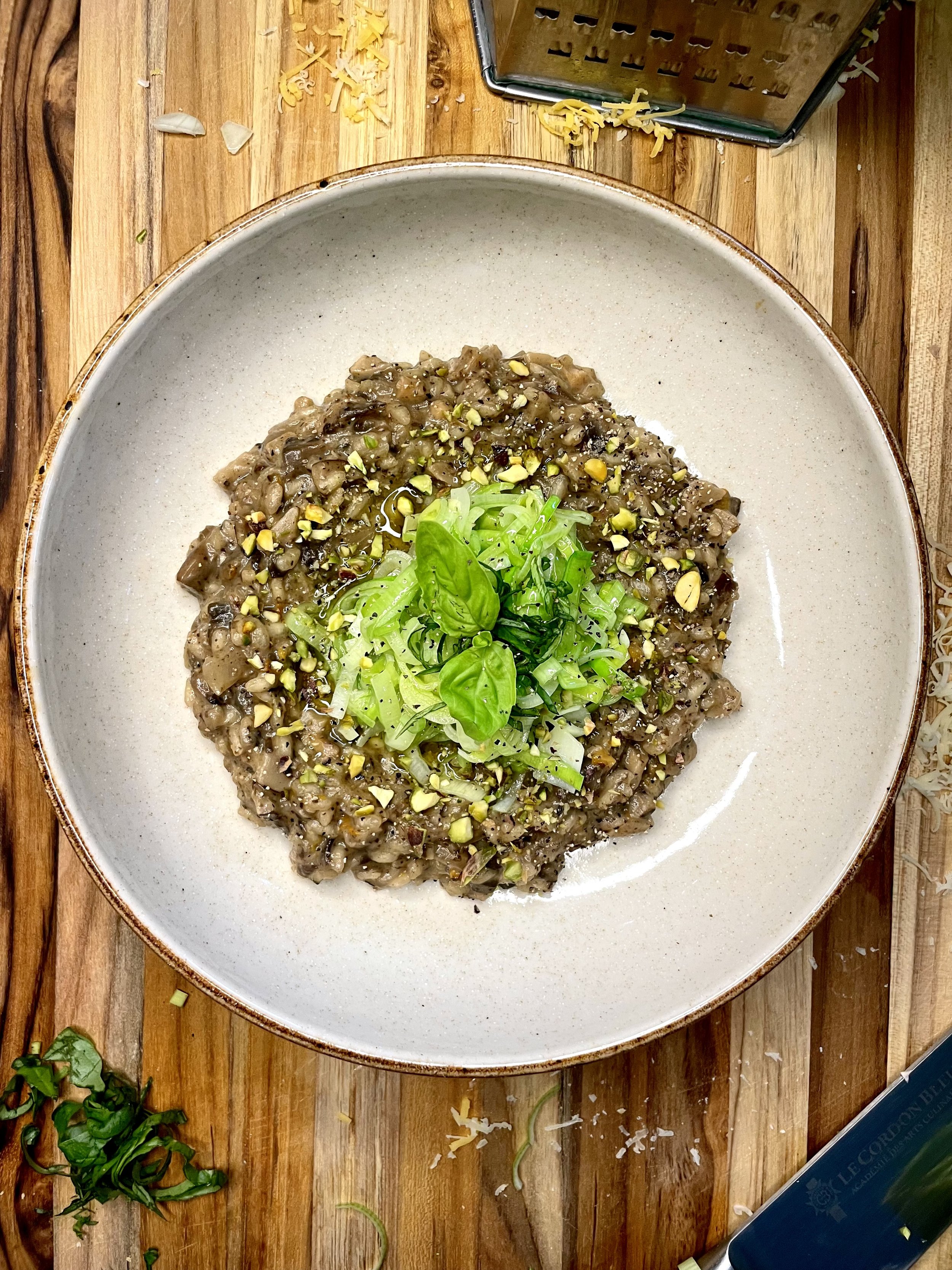 Miso and Mushroom Risotto with Leeks