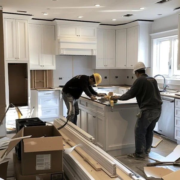 Freshly refinished kitchen cabinets by 180 Transformations in Waterloo