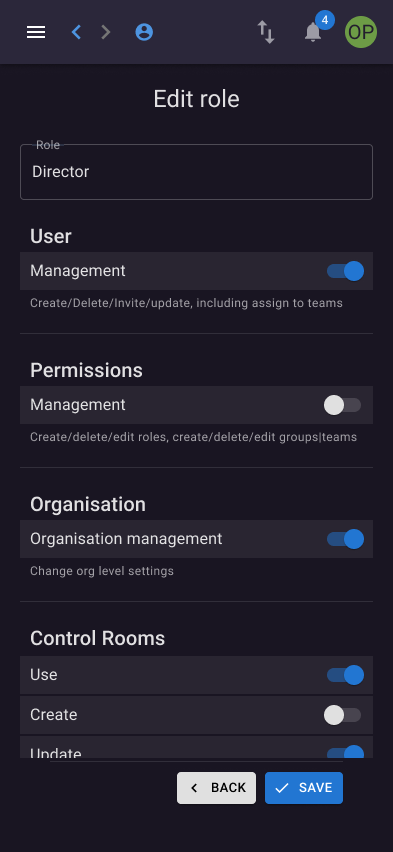 Edit role mobile