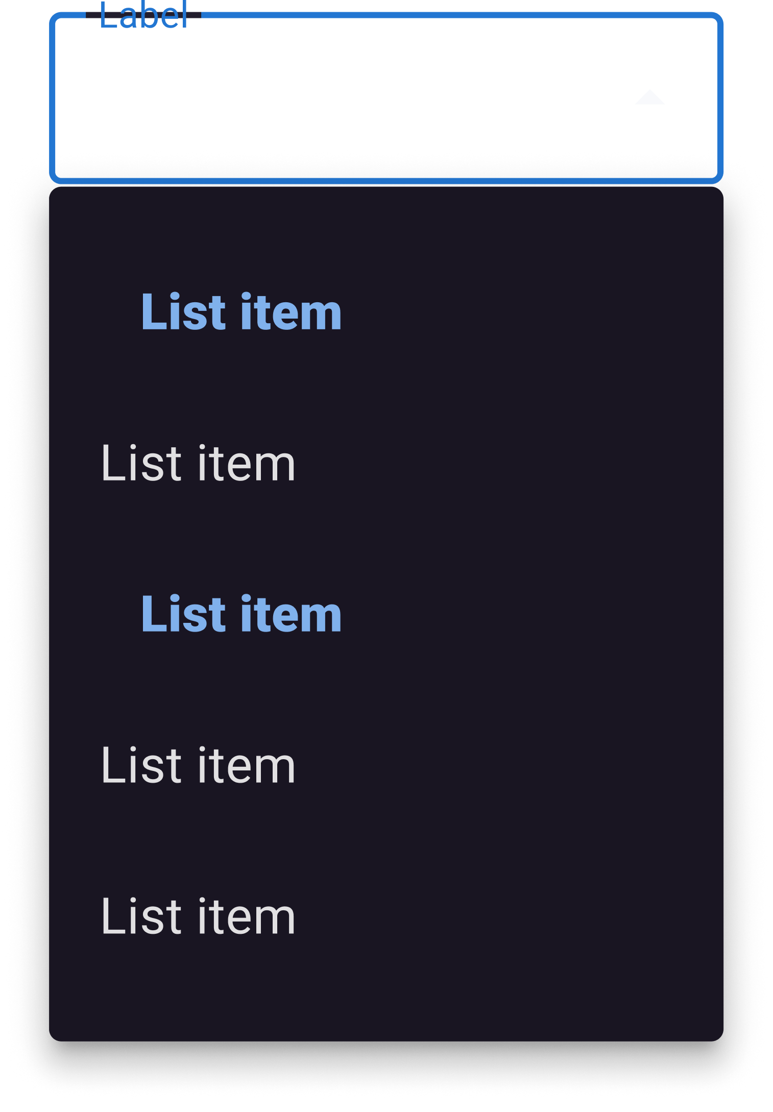 drop down list with default items