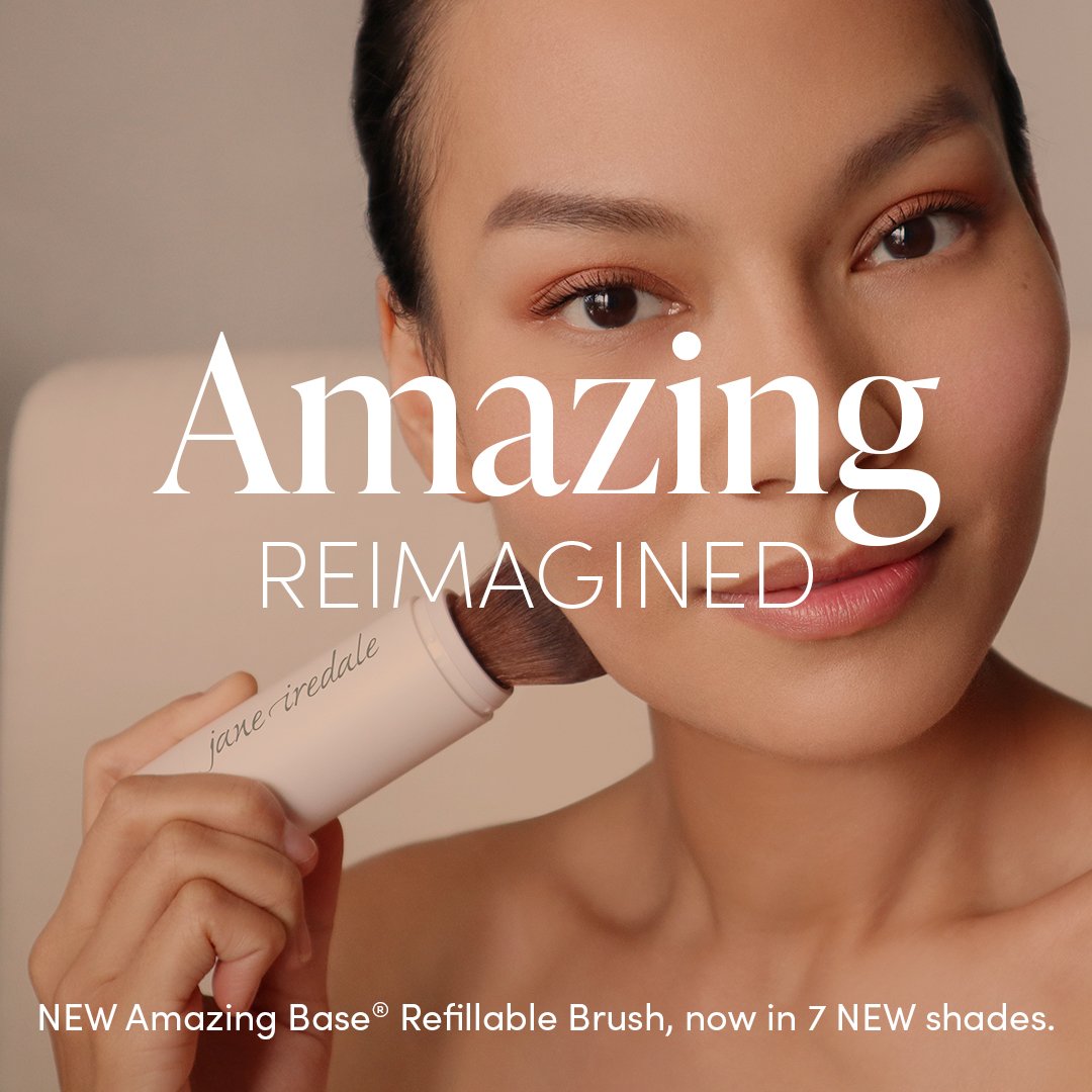 Jane Iredale refillable powder brush social launch for B2B and B2C.