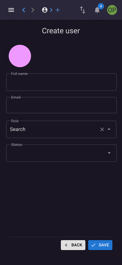 Create user mobile