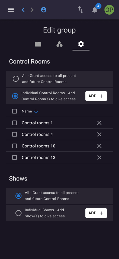 Edit group mobile
