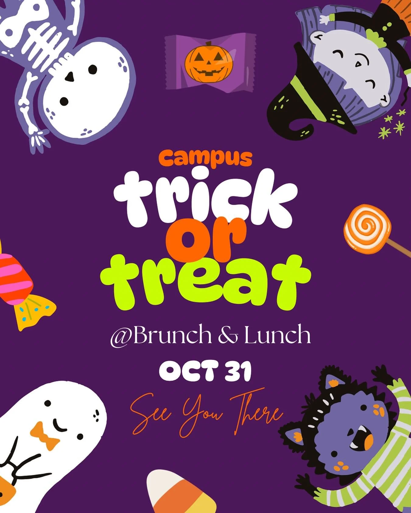 On FRIDAY, knock on teachers and staff doors that have an orange pumpkin sign to trick or treat!! 🍭🍬🎃
Please do not disturb class. It would be best to go during brunch and lunch!