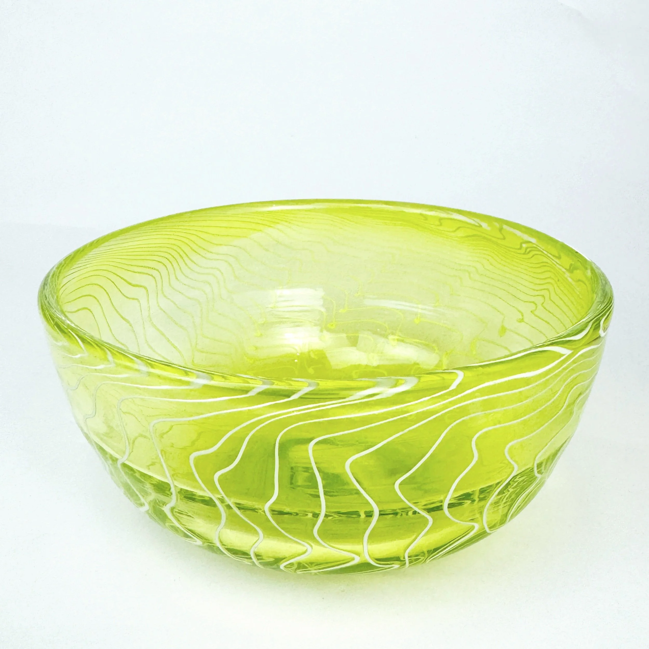 Lime Green White Cane Bowl by Paige Browning