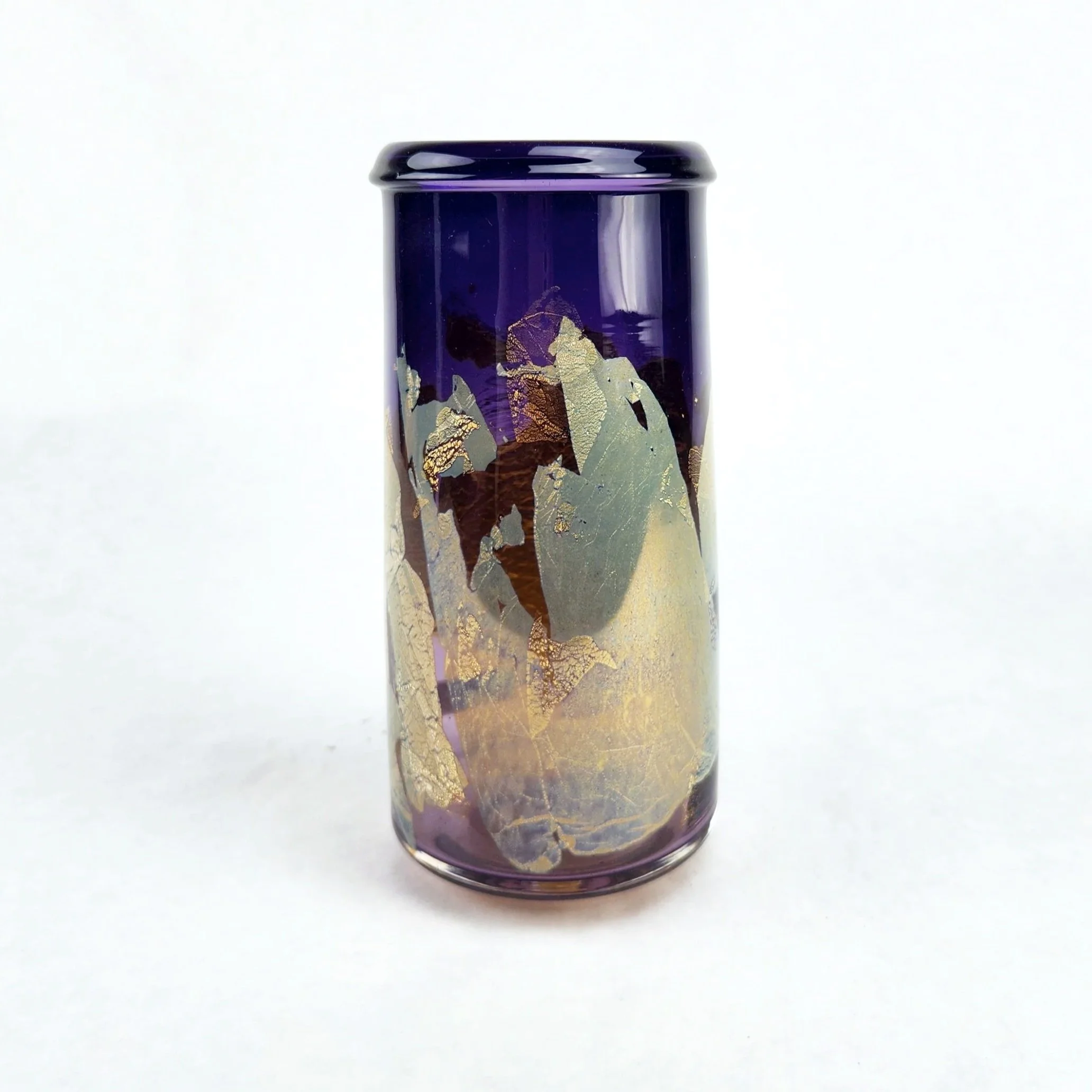Gold Foil Cylinder Vase by John Shoemaker