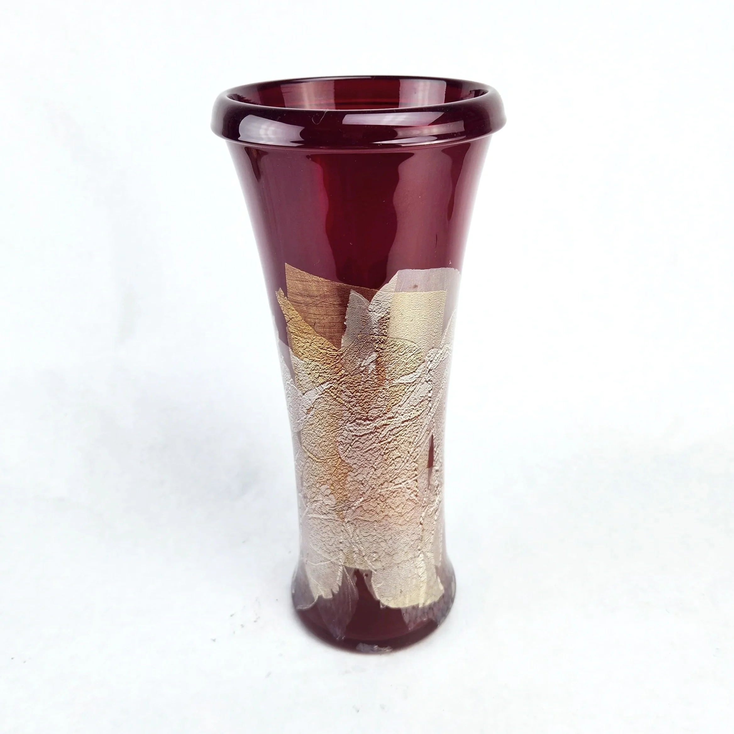 Large Silver and Gold Foil Trumpet Vases by John Shoemaker