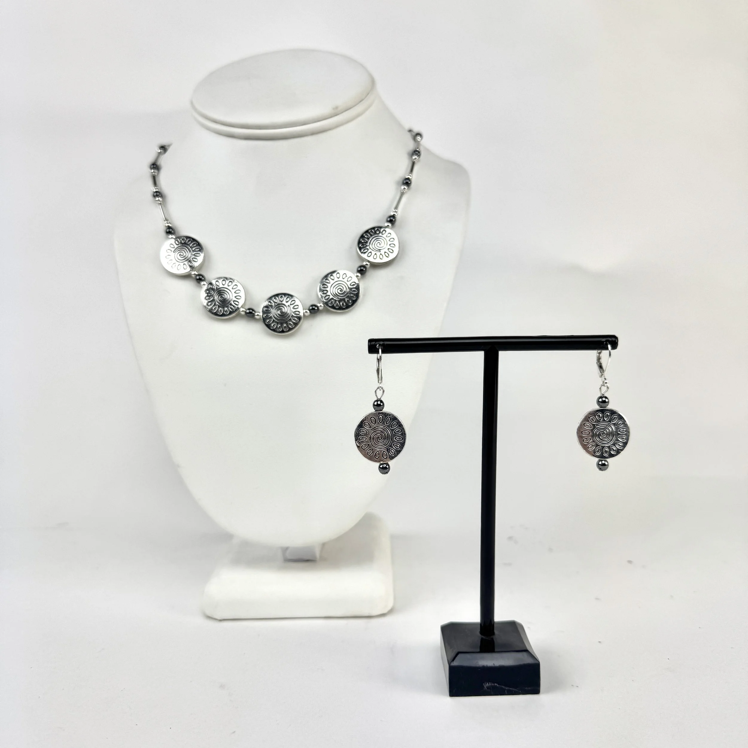 Silver Coin Necklace and Earring Set by Cindy's Jewelry