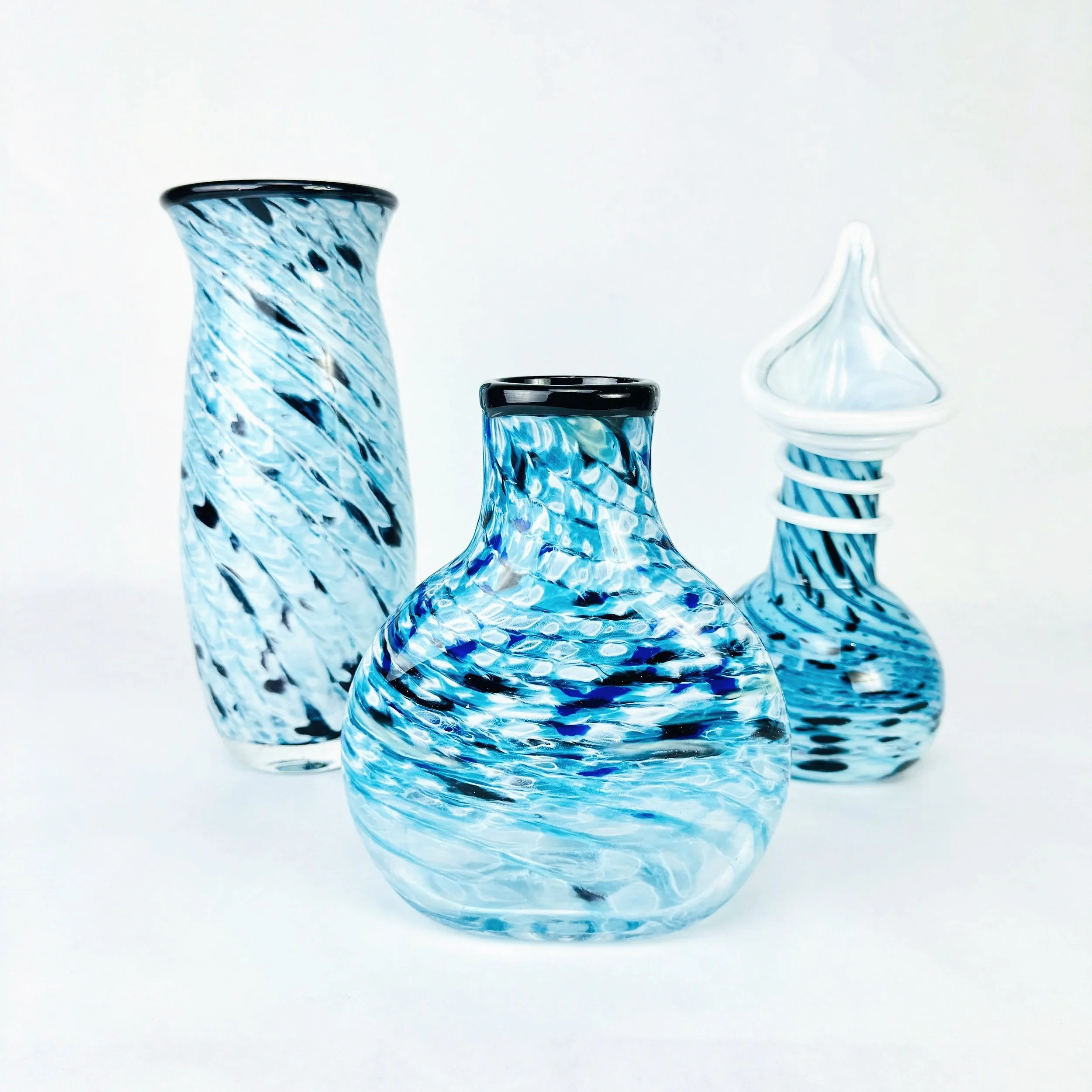 Blue Monarch Short Amphora Vase by Devan Cole