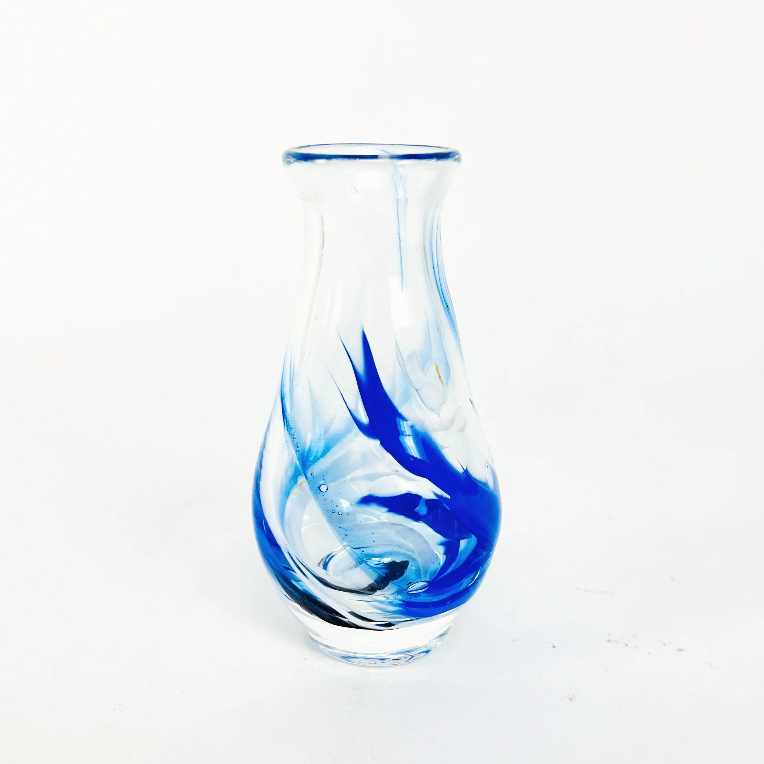 Mini Blue Swirl Vase by Paige Browning