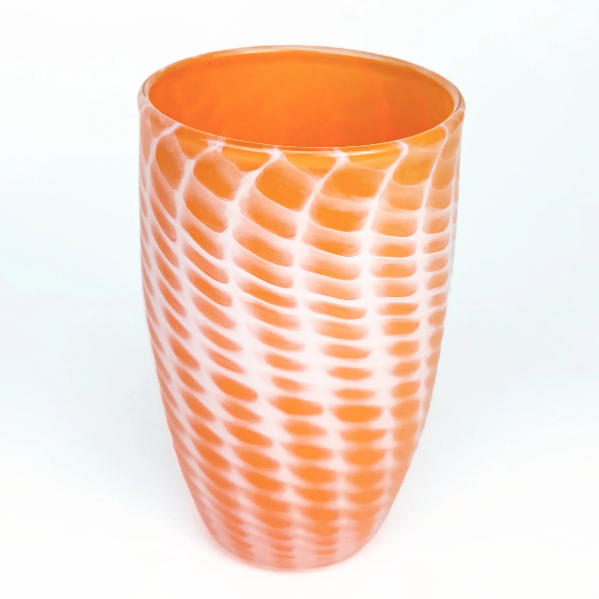 Orange and White Optic Stripe Cup by Paige Browning