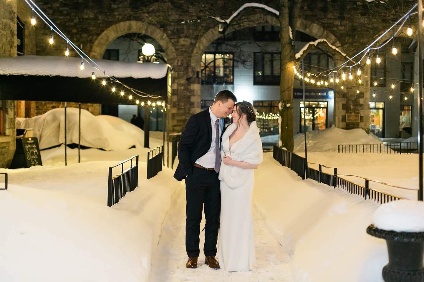 A shiny and bright night winter wedding. First wedding of the season! Congrats @tannerkaun hair @itsjacquiek MUA @lyzplantmua