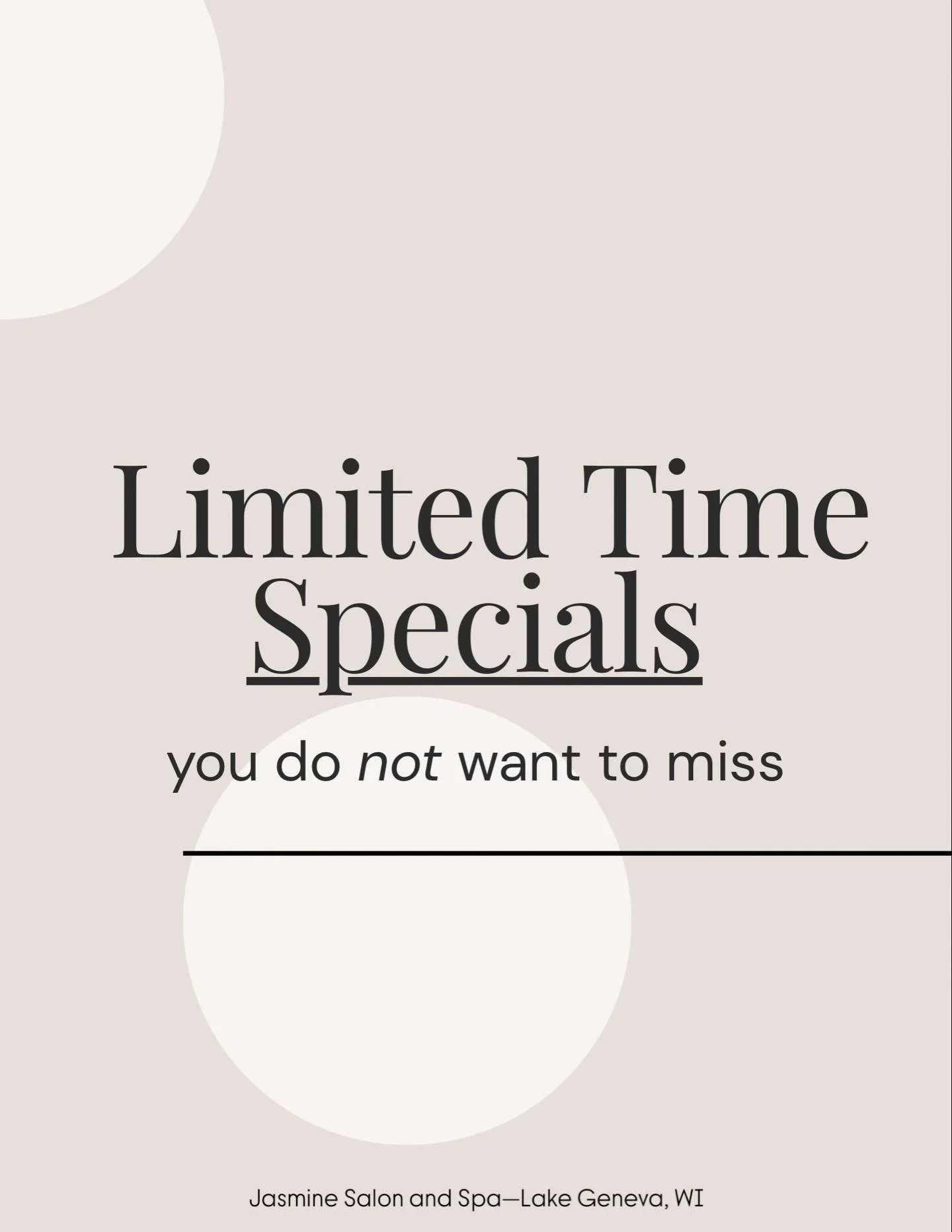 Lash, Brow &amp; Sugaring Deals you seriously don&rsquo;t want to miss ✨

&bull; Full set lash extensions in Lake Geneva for $95. Available April 28th&ndash;30th only

&bull; Discounted lash lift, tint, and waxing services from $5-$25 (model/training