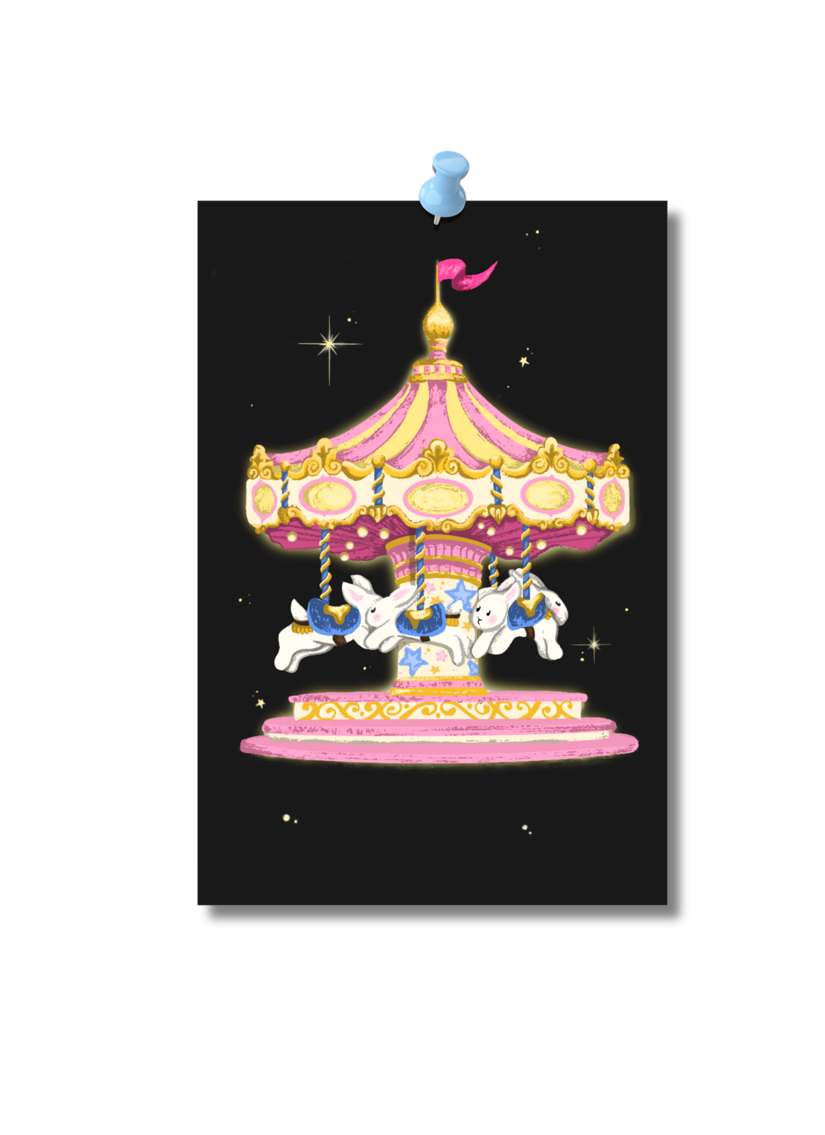 Bunny Carousel Postcard