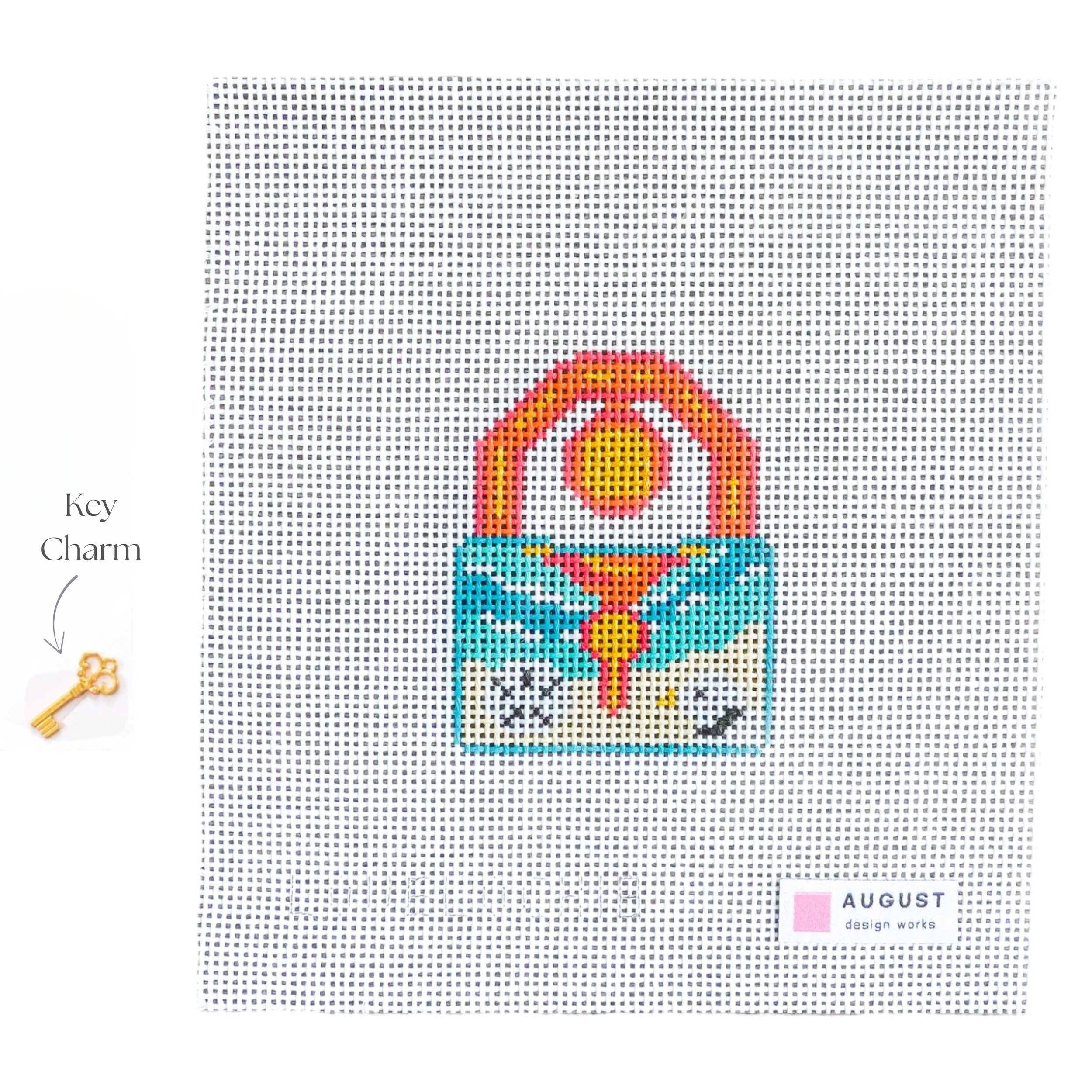 Beach Love Lock - Needlepoint Canvas + Key Charm
