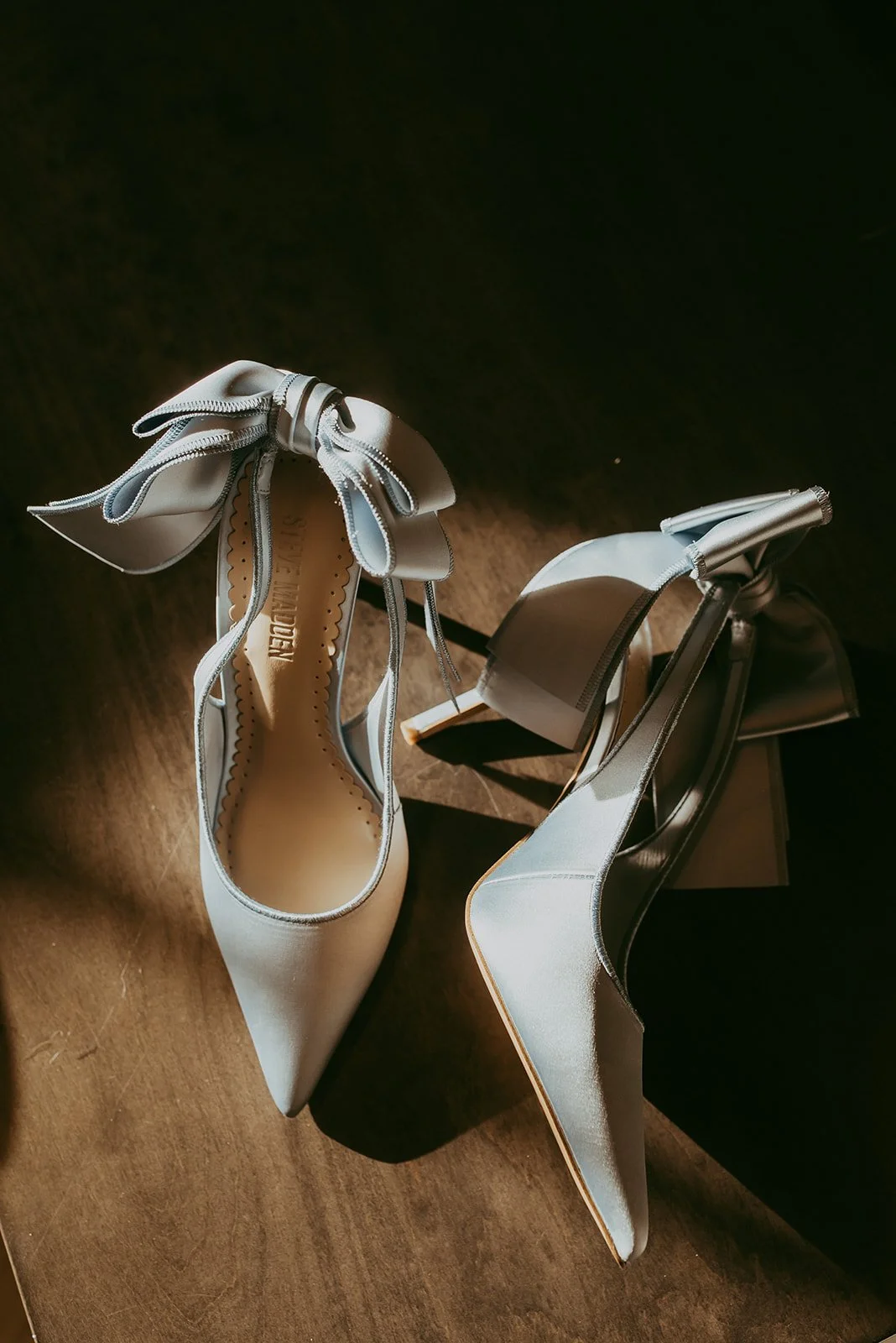 Bride's high heel shoes.