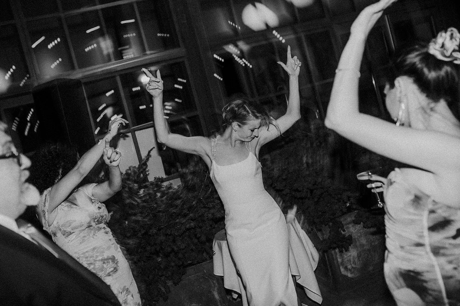 Bride dancing and having fun during reception.