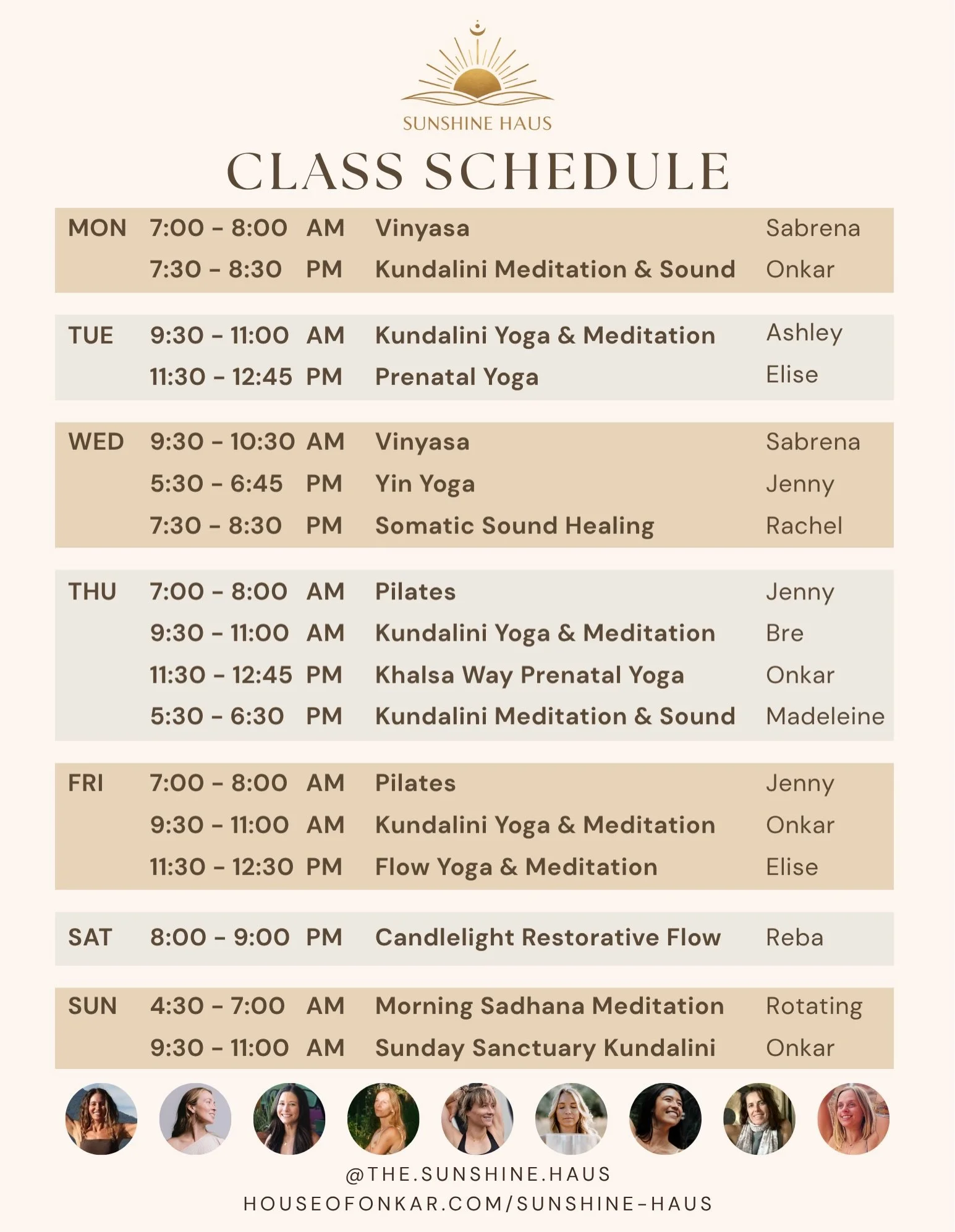 Our updated Sunshine Haus class schedule is here ☀️

Nestled inside our cozy sanctuary at Casa de Luz, Sunshine Haus is a place to move, breathe, reconnect, and gather in community.

Whether you&rsquo;re seeking grounding through movement, space to s