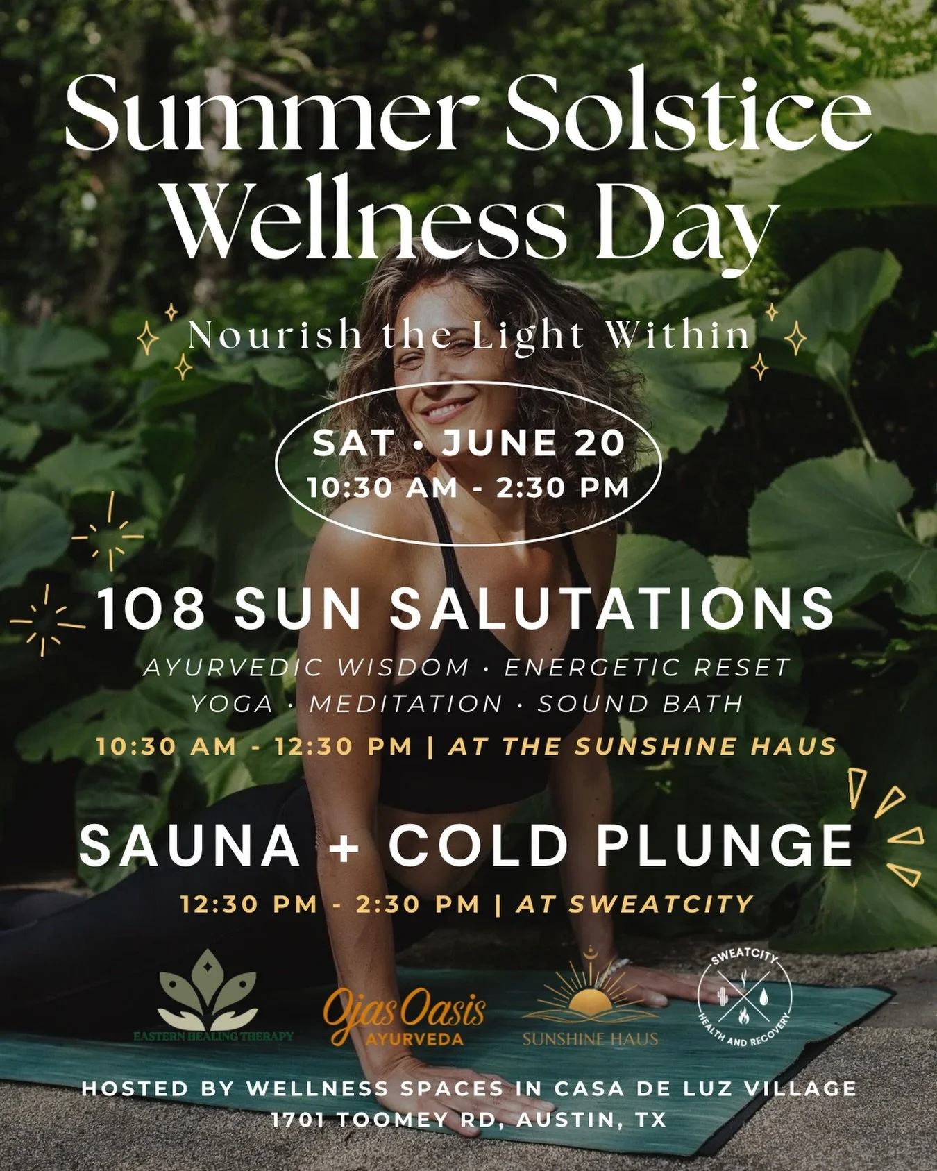 Summer Solstice Celebration with Casa de Luz Village Wellness Spaces ☀️

Join us for a one-of-a-kind Summer Solstice celebration at Casa de Luz Village &mdash; an intentional collaboration between local wellness spaces coming together to honor the lo