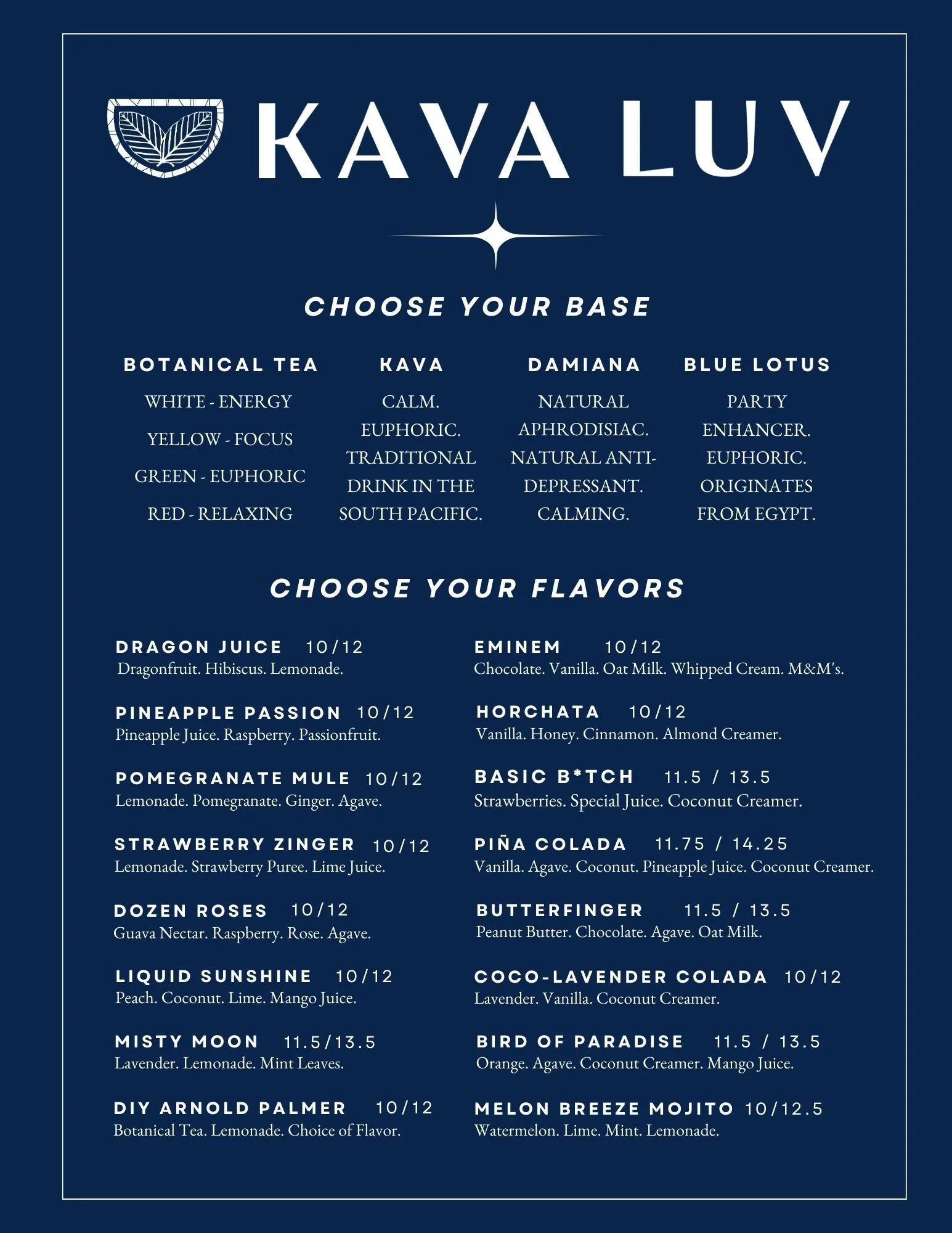 Discover the Updated Menu at Kava Luv Social Lounge!