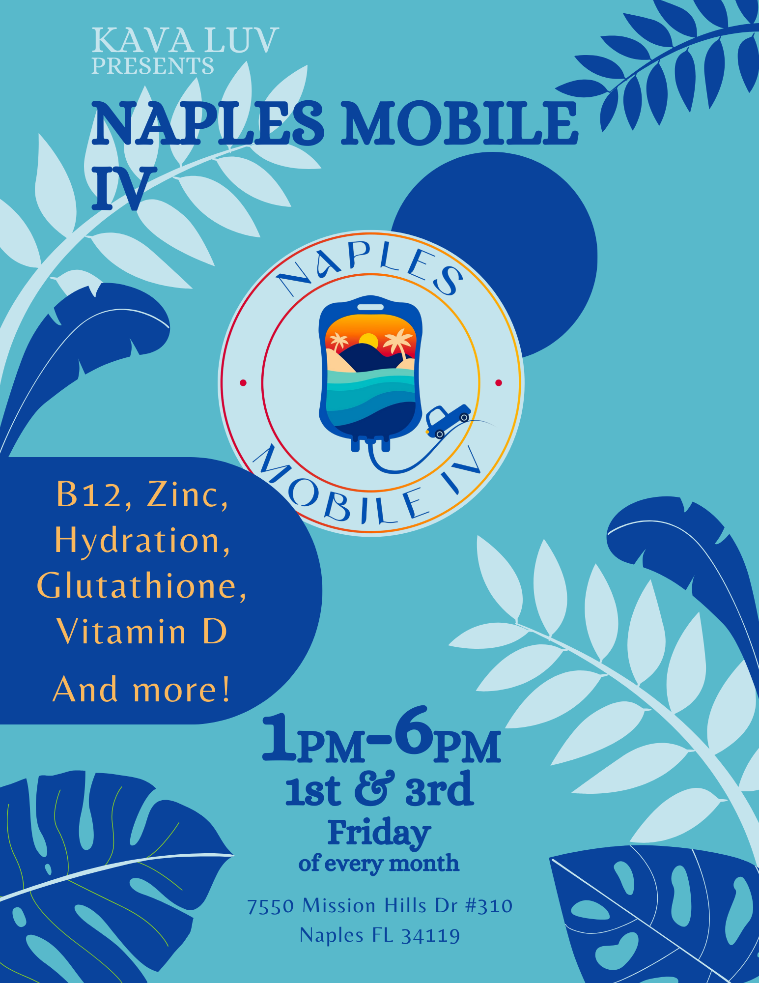 Recharge at Kava Luv: Naples Mobile IV Every 1st and 3rd Friday!