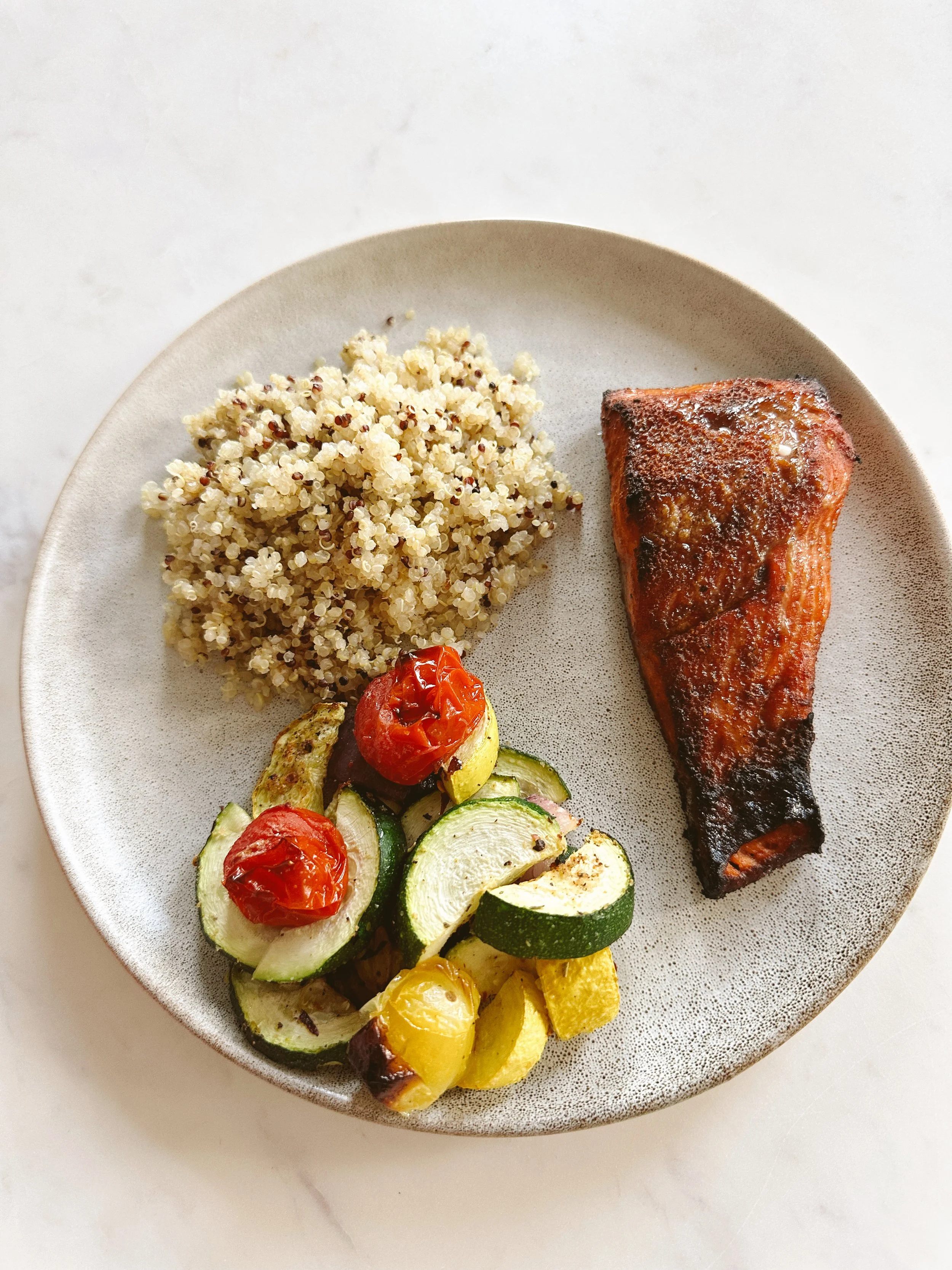 Crispy Salmon Bowl With Summer Vegetables