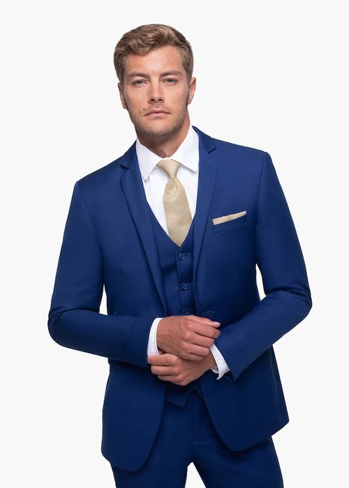 7/26 Bright Blue Suit
Features:
Super 130's Merino Wool, Matching Vest Available, Hidden Flex-fit Waistband
Slim and modern fit.