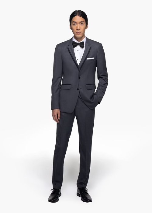 7/26 Charcoal Gray Notch Lapel Tuxedo
Features:
Modern and Slim, Boys Sizes, Super 130's Merino Wool, Matching Gray Vest Available, Hidden Flex-fit Waistband