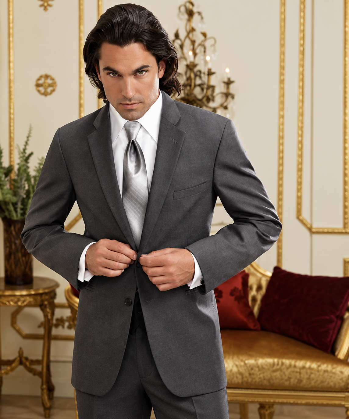 Jean Yves Twilight Gray Suit Style# 10150
Features:
Two Button Front, Fabric Notch Lapel.