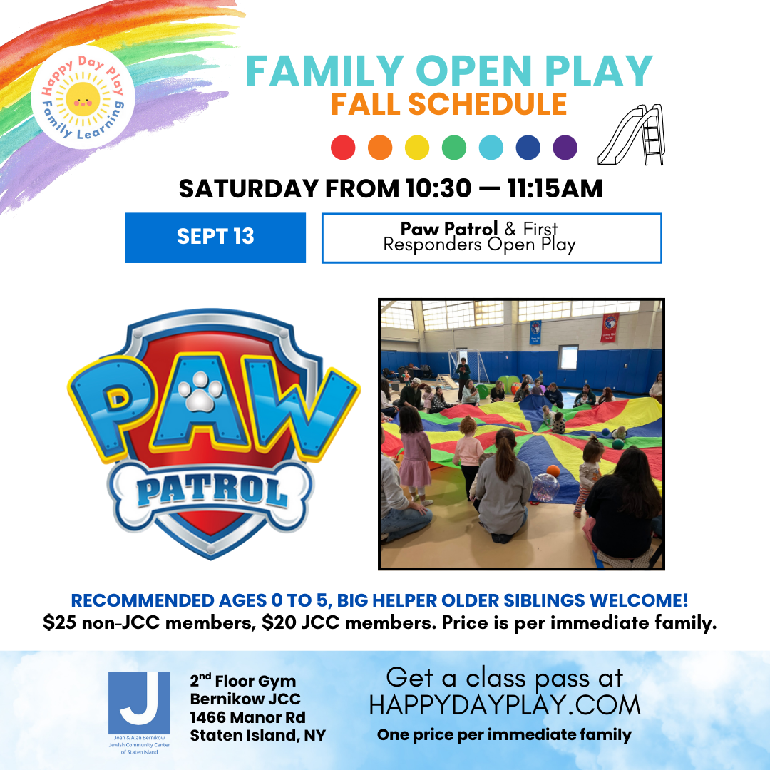 Family Open Play Class: PAW PATROL & FIRST RESPONDERS OPEN PLAY, Ages 0 to 5, Older Big Helper Siblings Welcome