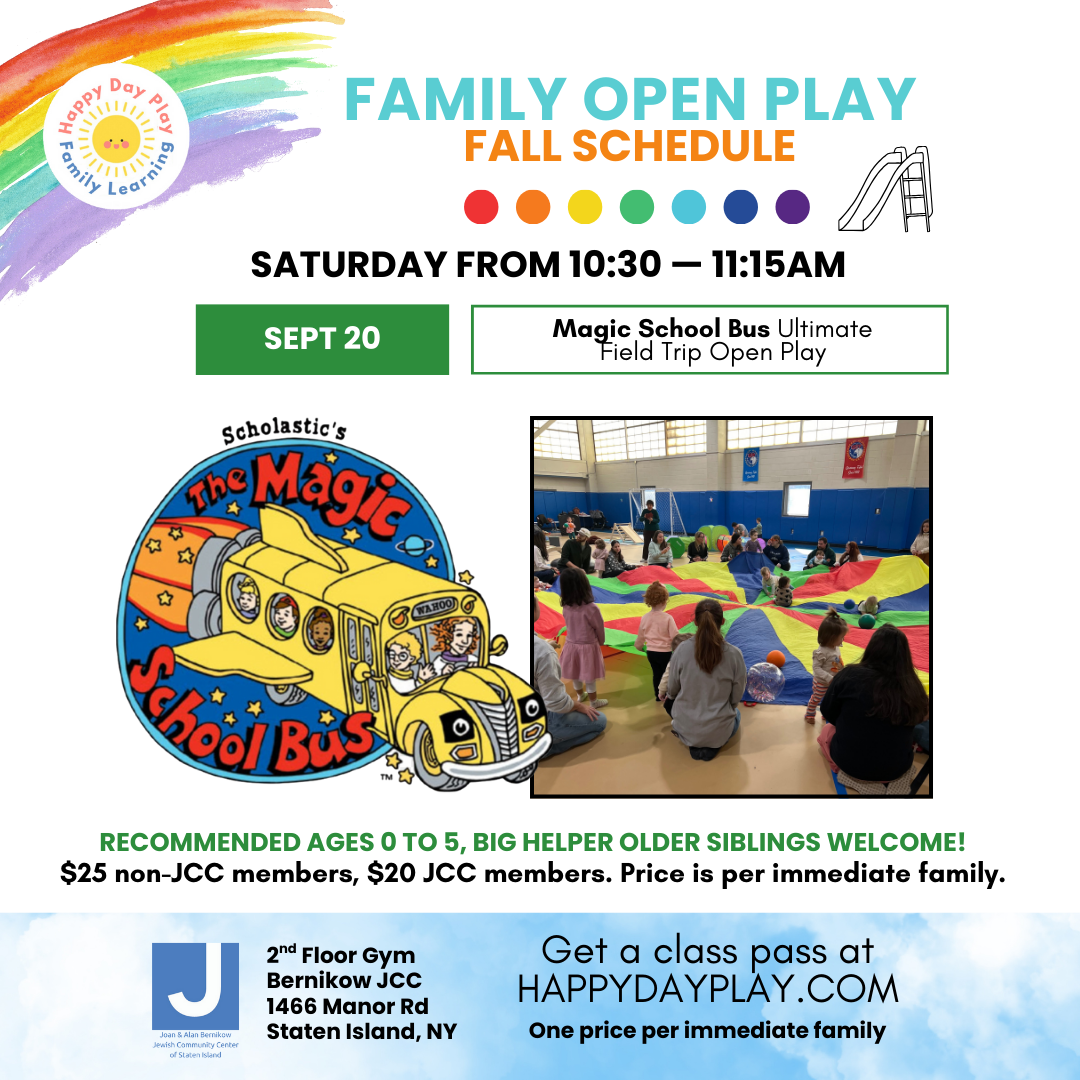 Family Open Play Class: MAGIC SCHOOL BUS ULTIMATE FIELD TRIP OPEN PLAY, Ages 0 to 5, Older Big Helper Siblings Welcome