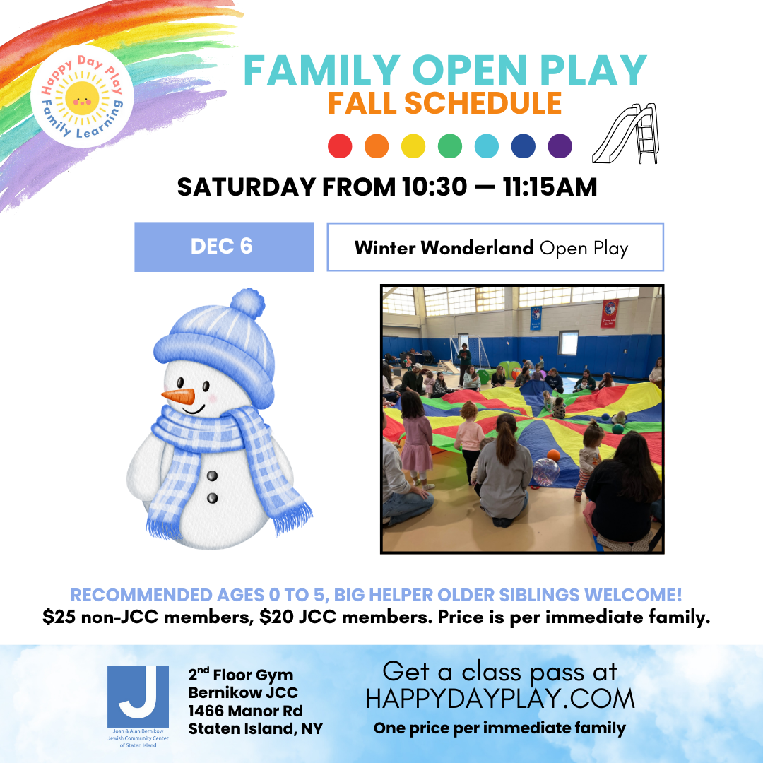 Family Open Play Class: WINTER WONDERLAND OPEN PLAY, Ages 0 to 5, Older Big Helper Siblings Welcome