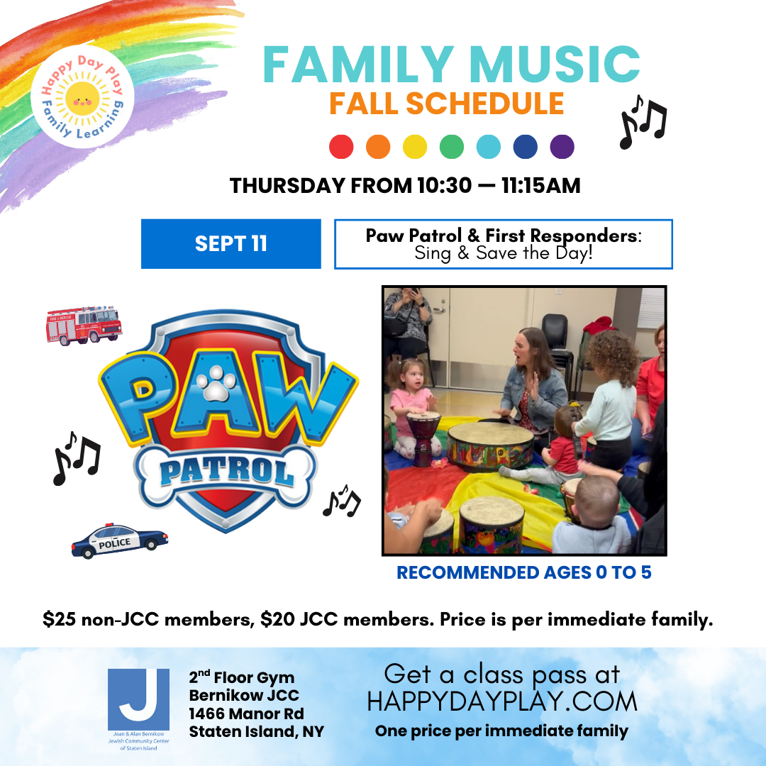 Family Music Class: PAW PATROL & FIRST RESPONDERS: SING & SAVE THE DAY!, Ages 0 to 5 Years