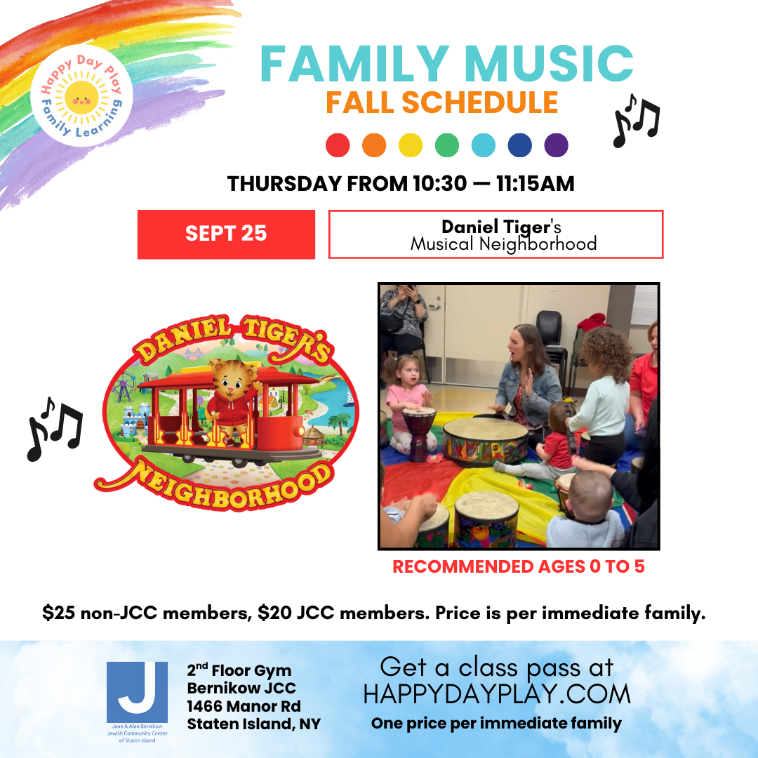 Family Music Class: DANIEL TIGER’S MUSICAL NEIGHBORHOOD, Ages 0 to 5 Years