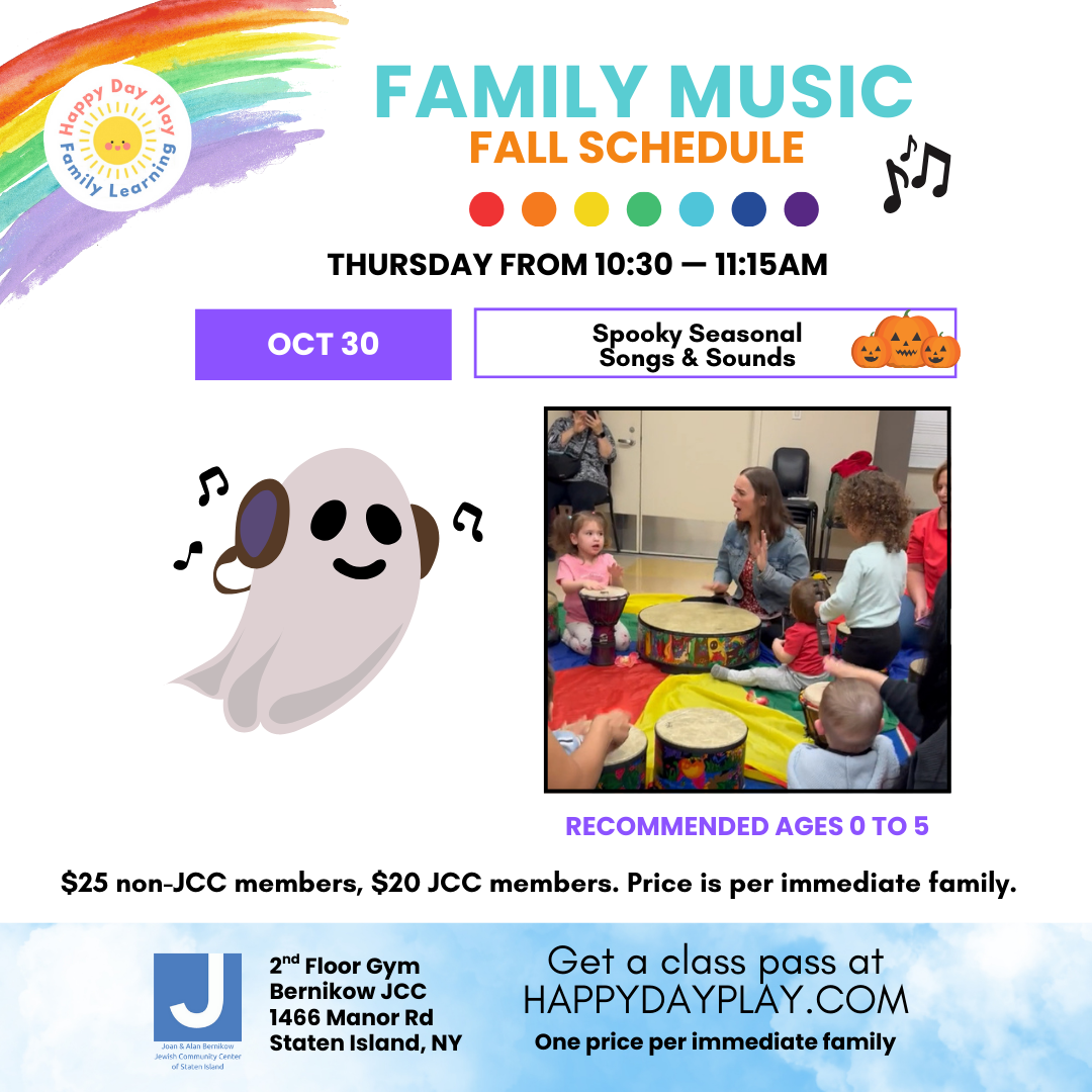 Family Music Class: SPOOKY SEASONAL SONGS & SOUNDS, Ages 0 to 5 Years