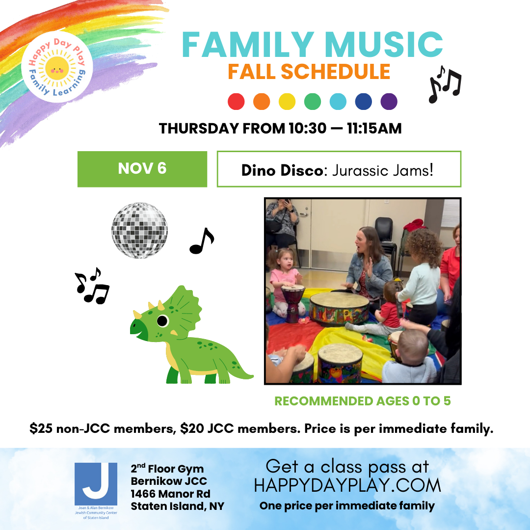 Family Music Class: DINO DISCO: JURASSIC JAMS, Ages 0 to 5 Years