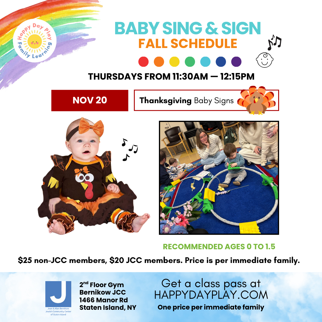 Baby Sing & Sign Class: THANKSGIVING BABY SIGNS, Ages Birth to 1.5 Years