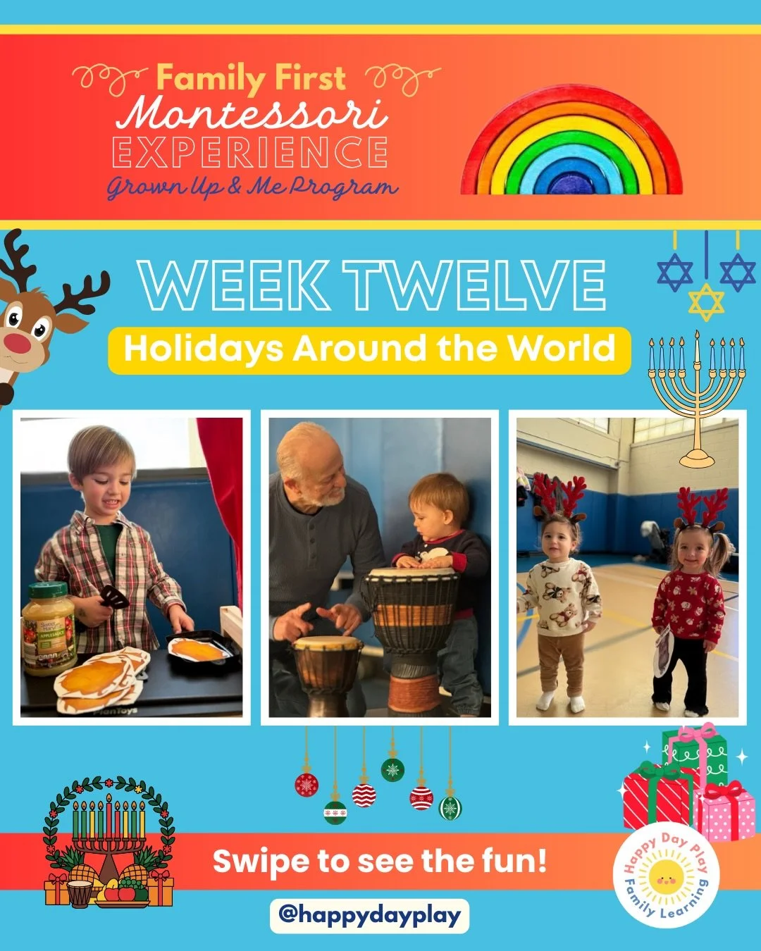As we wrapped up our final Montessori class of the fall season before break, our hearts were so full 🥰🥹 We spent this last class celebrating holidays around the world, including Chanukah, Christmas, and Kwanzaa, through hands-on experiences created