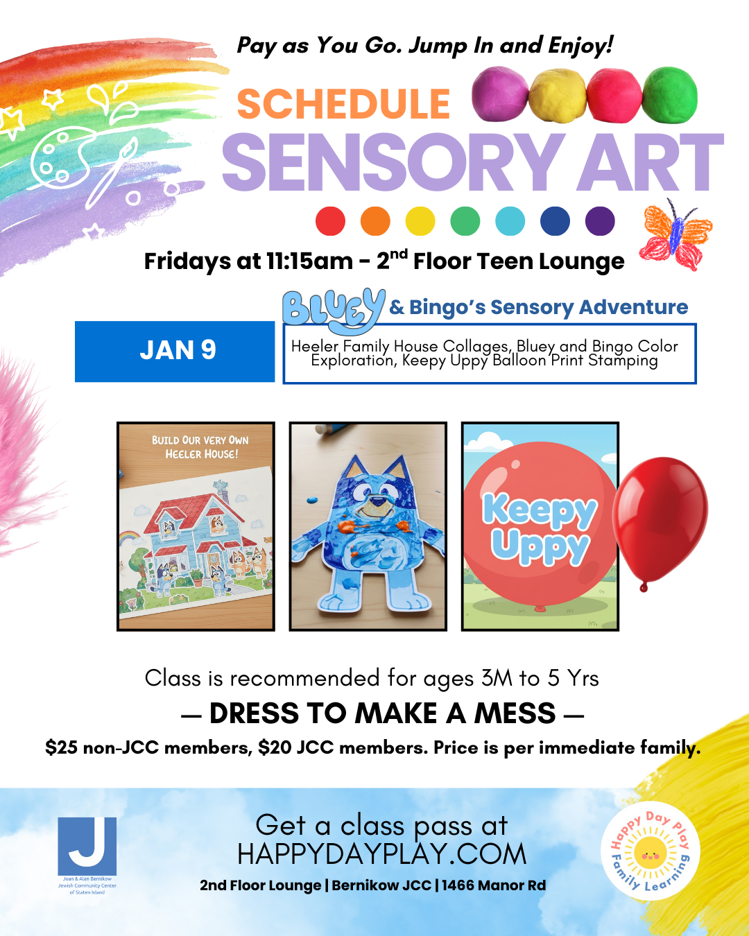 Sensory Art Class: BLUEY AND BINGO’S SENSORY ADVENTURE, Ages 3 Months to 5 Years