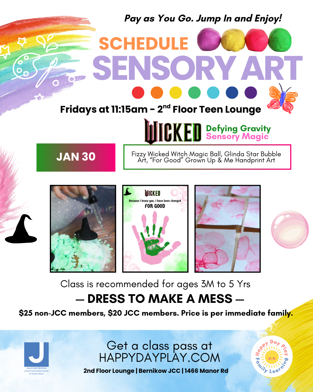 Sensory Art Class: WICKED DEFYING GRAVITY SENSORY MAGIC Ages 3 Months to 5 Years
